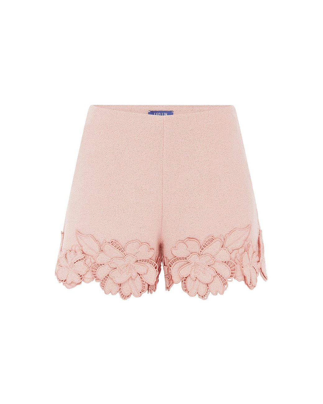 LEO LIN Pink Elle Applique Tweed Shorts