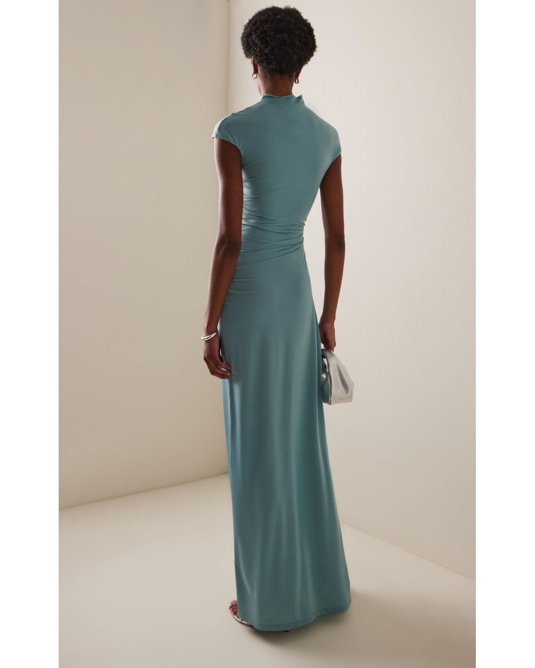 low back jersey dress Noelia Textured Jersey Open Back Maxi Dress in Fiery Red