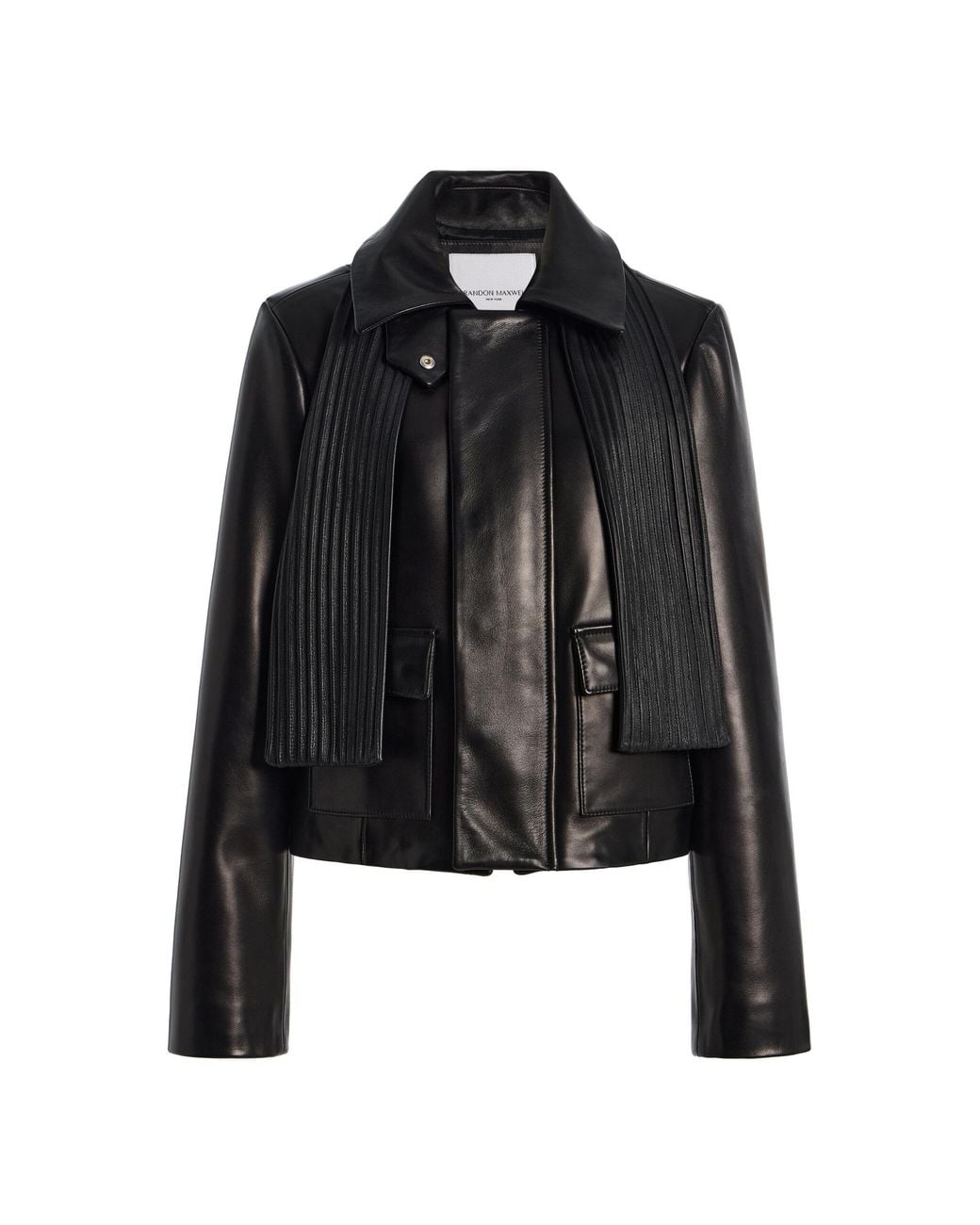 Brandon Maxwell Black The Remi Collared Nappa Leather Jacket