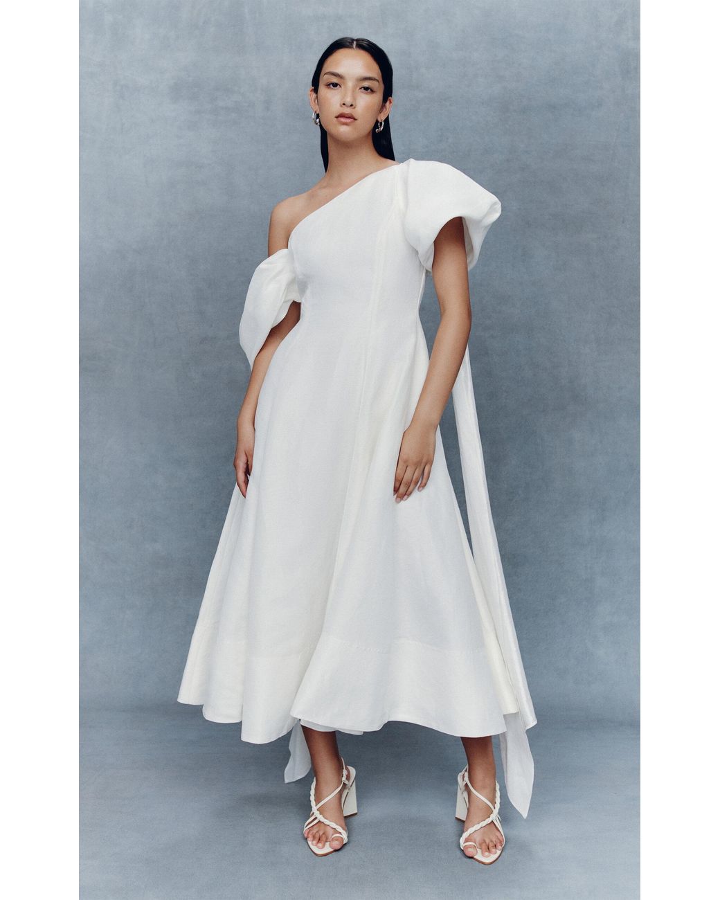 Aje. Arista Asymmetric Midi Dress in White | Lyst
