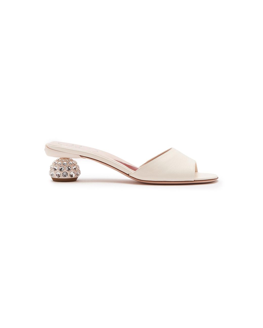 Roger Vivier White Crystal-Embellished Leather Mules