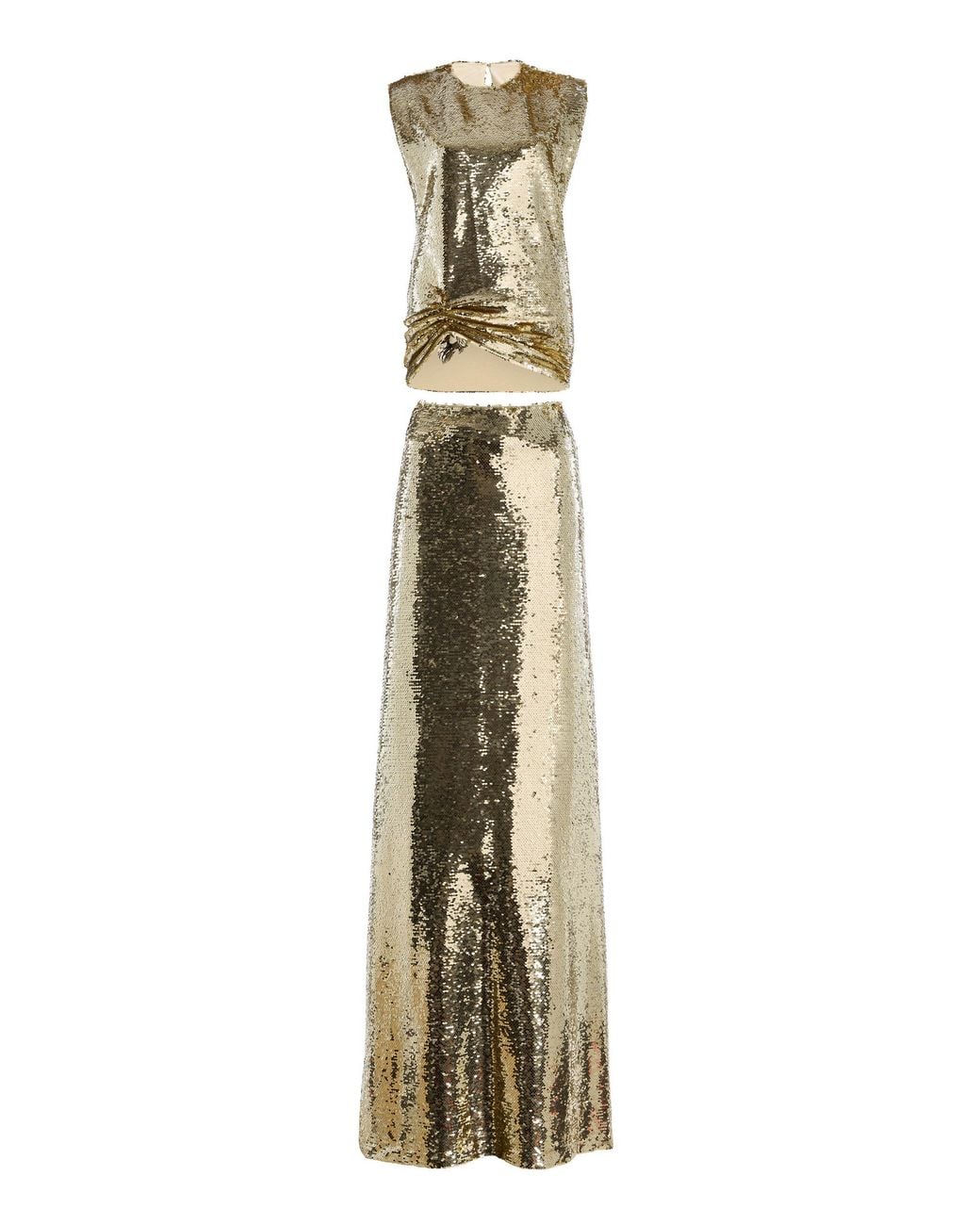Monique Lhuillier Metallic Sequined Evening Set