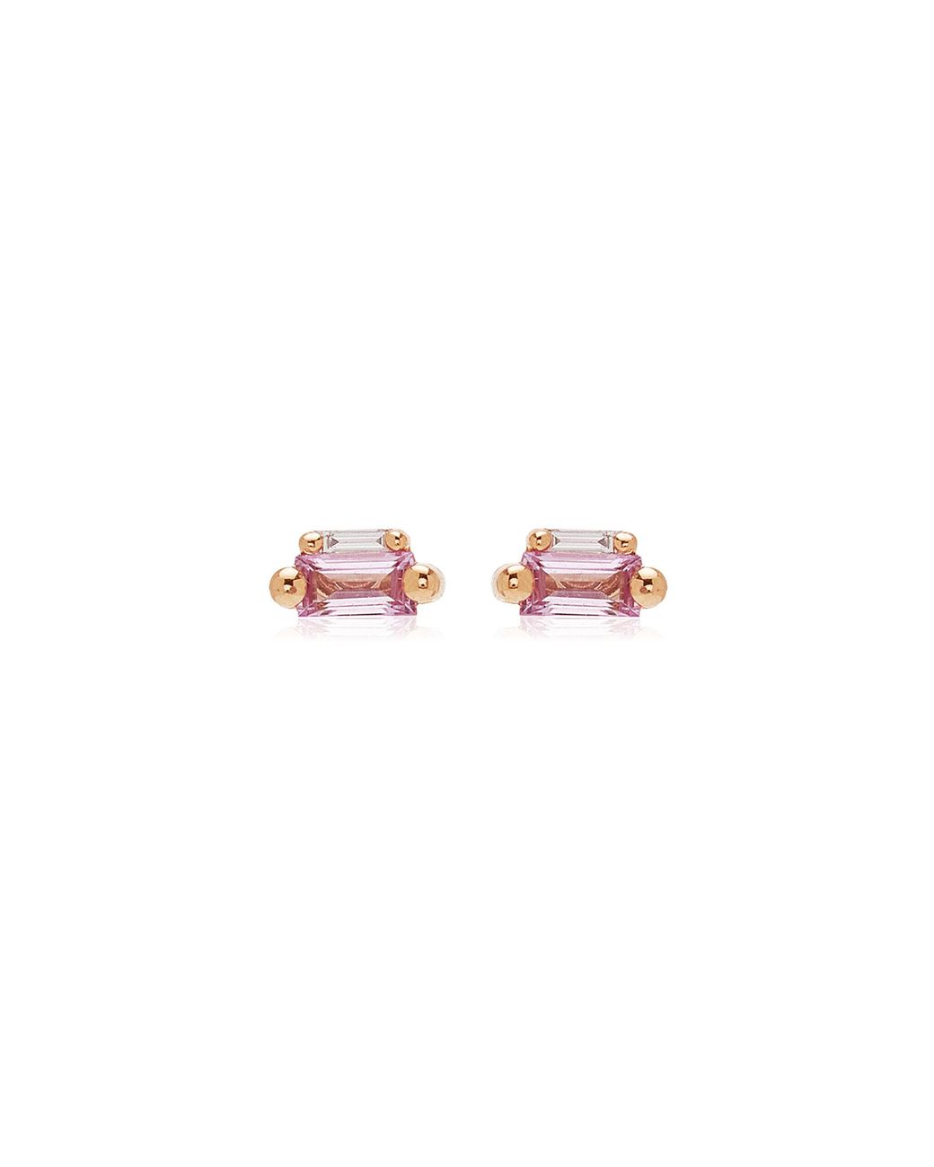 Suzanne Kalan Pink Bold 18K Rose Sapphire Mini Stud Earrings