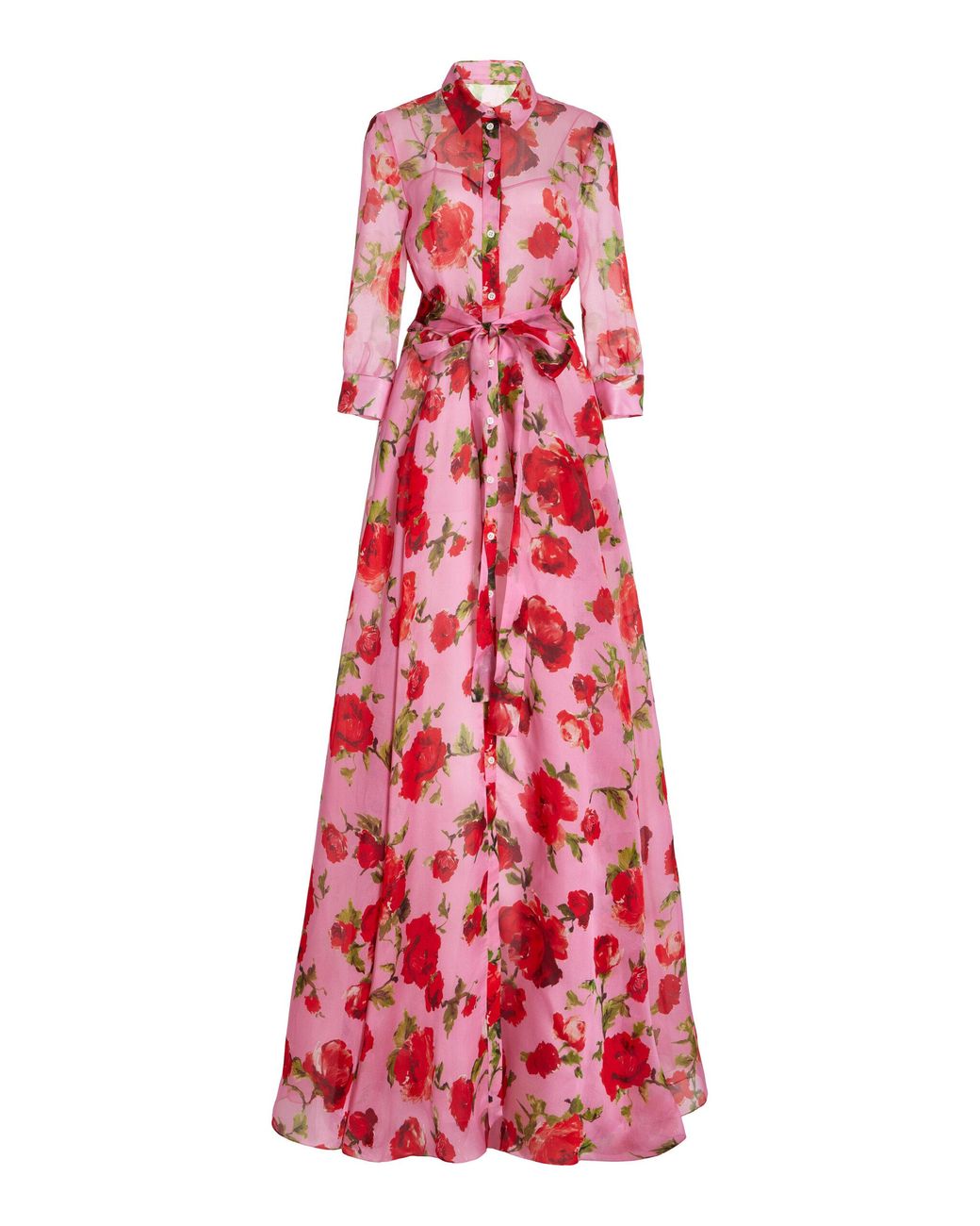Carolina Herrera Floral Silk Chiffon Gown in Red | Lyst
