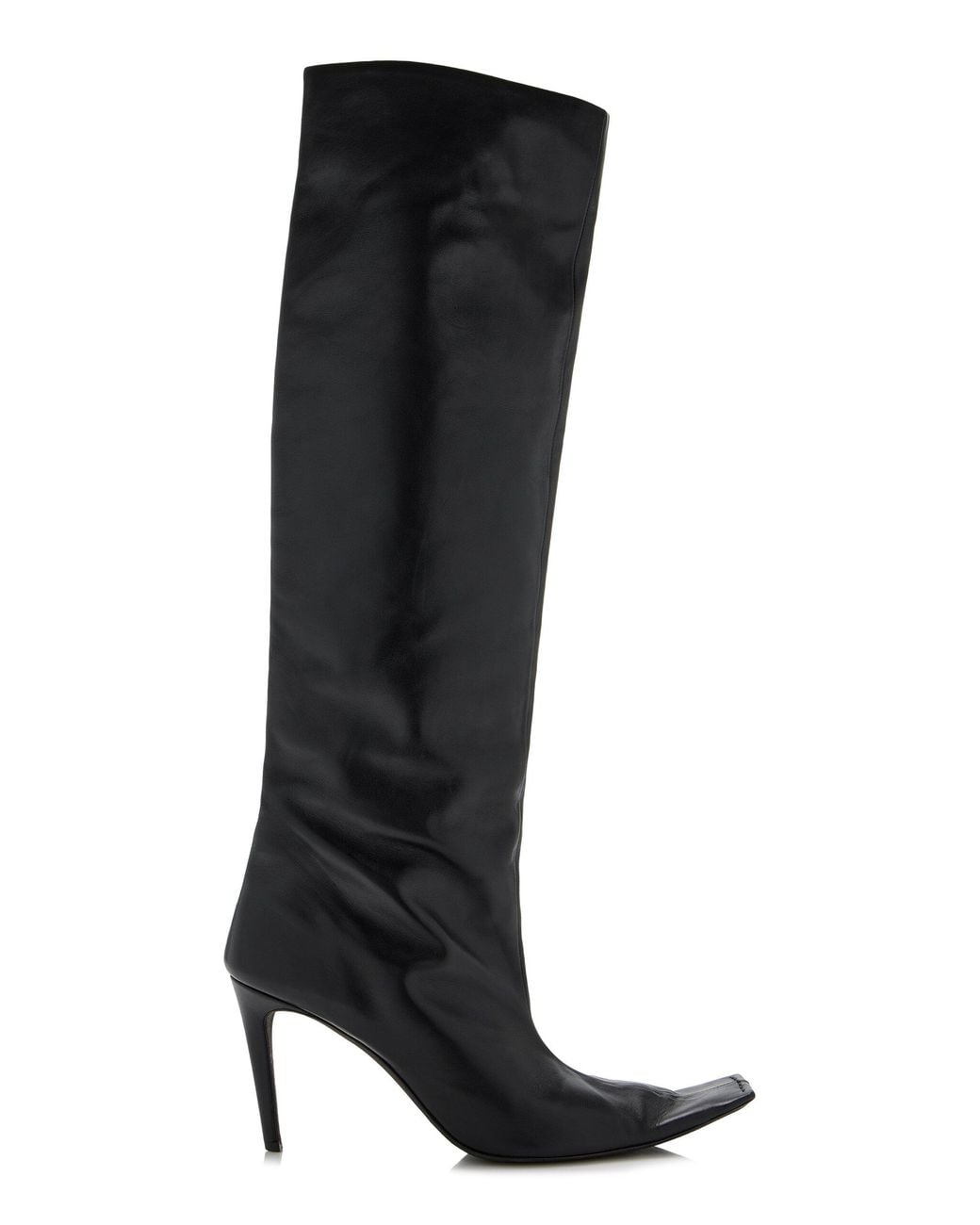 Khaite Black Marlene Leather Knee Boots
