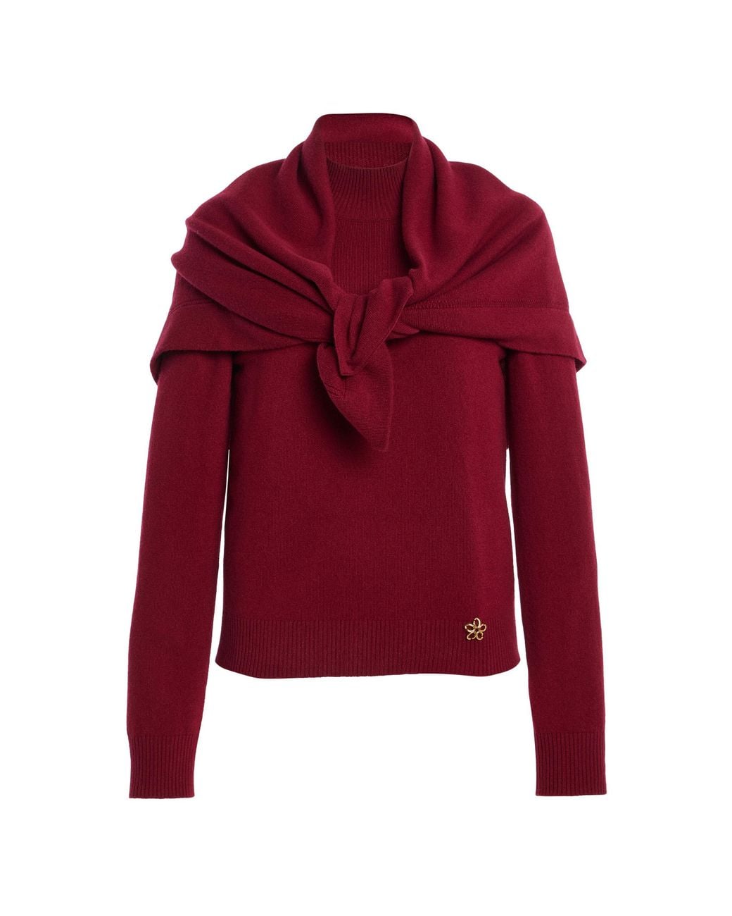 Oscar de la Renta Red Combo Cashmere Sweater