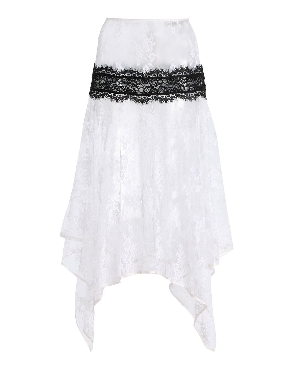 Rodarte Black Asymmetric Cotton-Blend Lace Midi Skirt