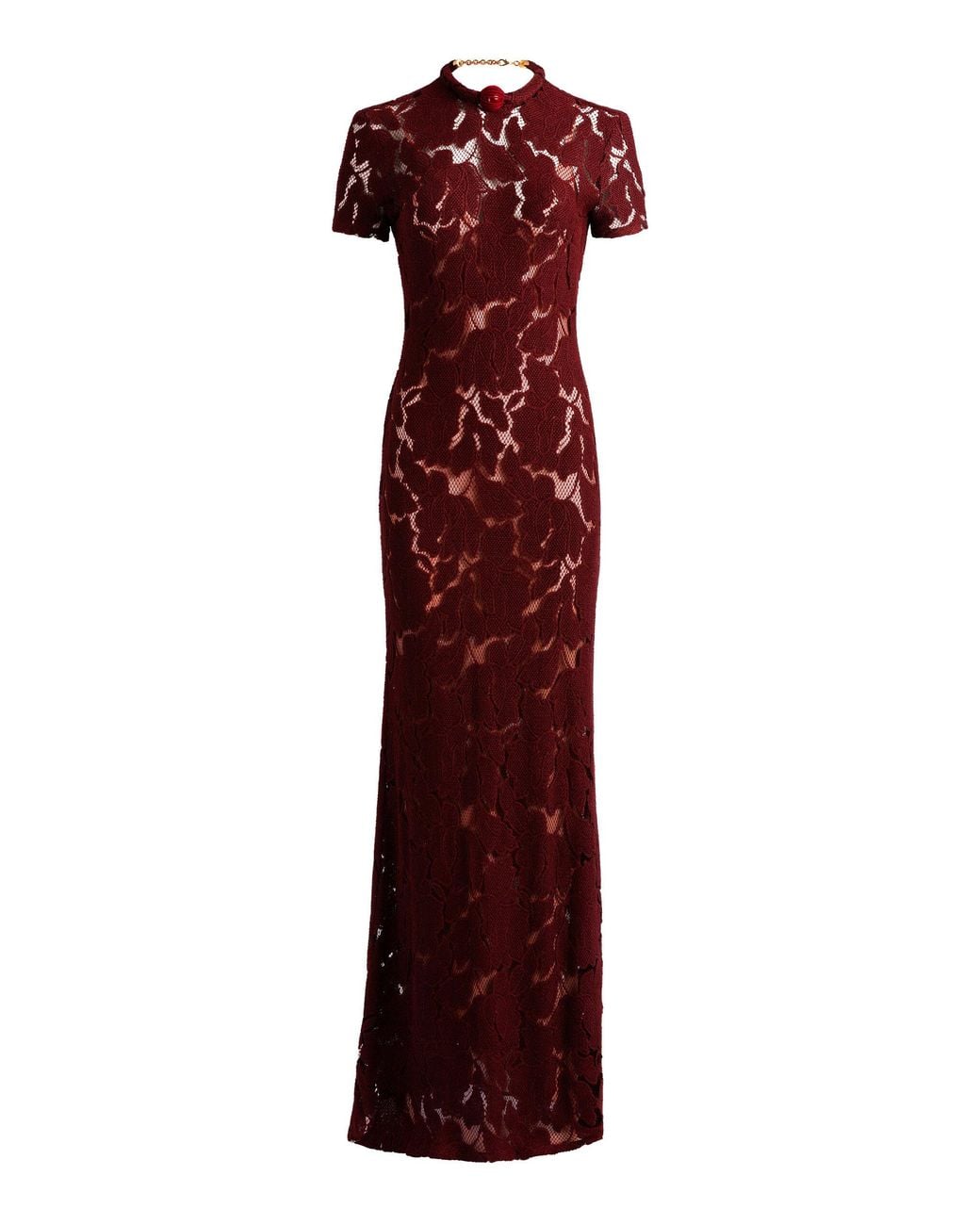 Silvia Tcherassi Red Rochelle Cotton-Blend Lace Maxi Dress