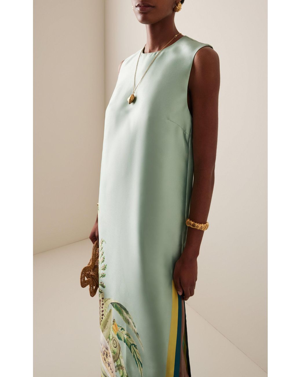 alémais anita satin crepe midi dress ALÉMAIS Anita Satin Crepe Midi Dress in Green