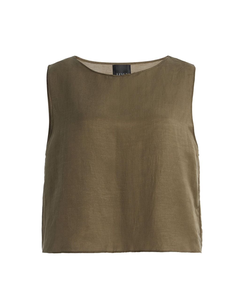 Leset Green Daniel Cropped Linen-Blend Top
