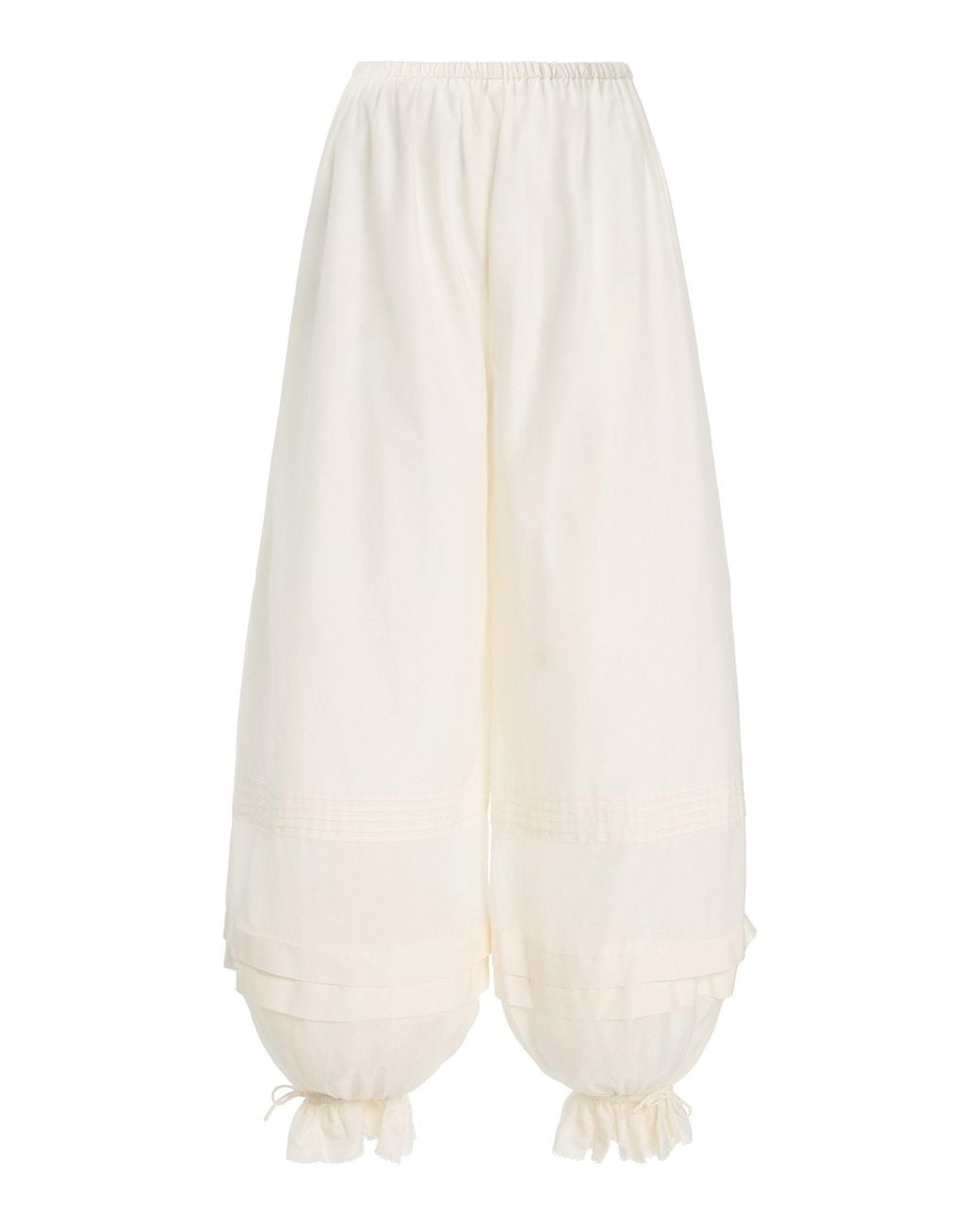Posse White Exclusive Pearl Cotton-Silk Pants