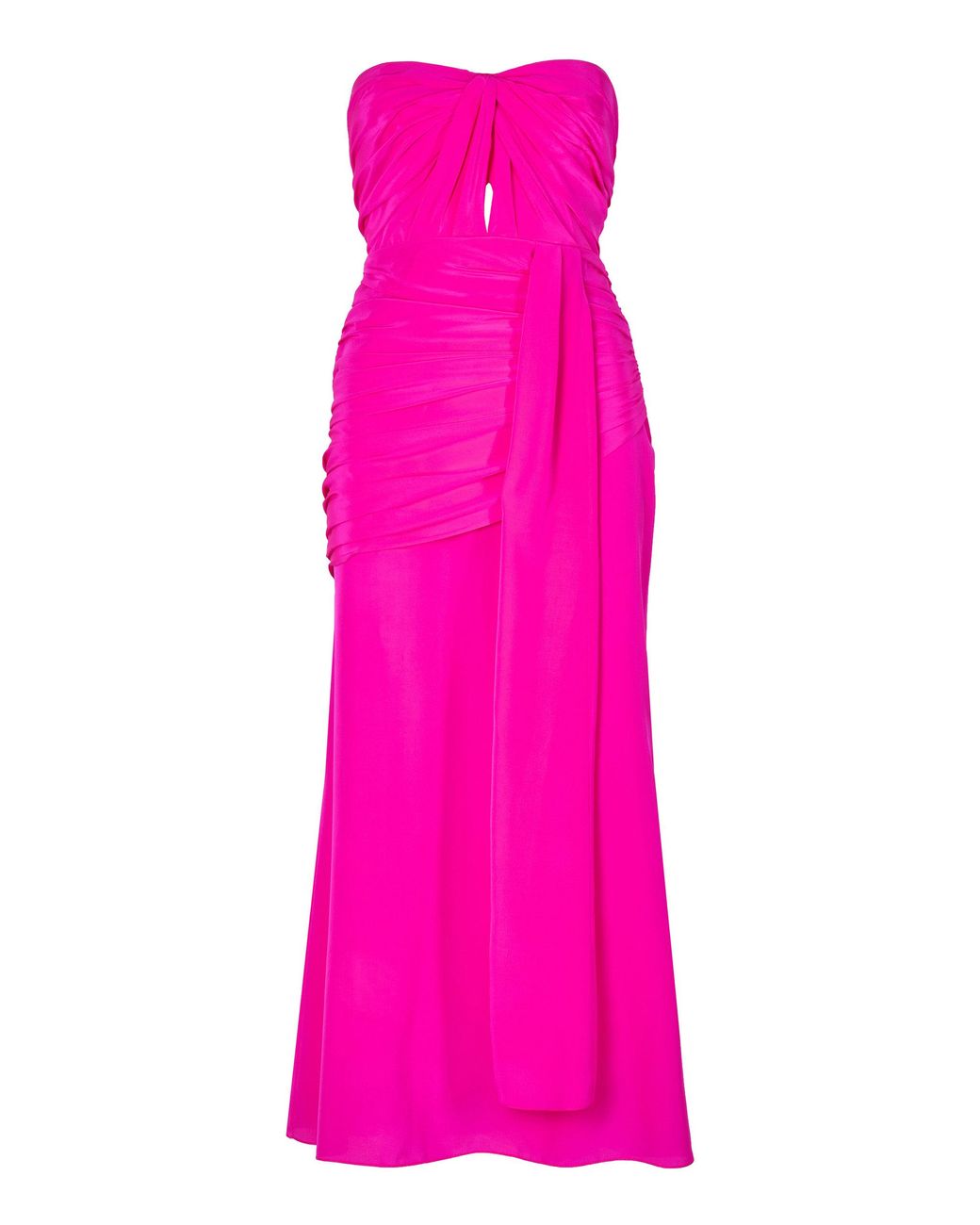 Johanna Ortiz Blush Orchard Strapless Silk Midi Dress in Pink | Lyst