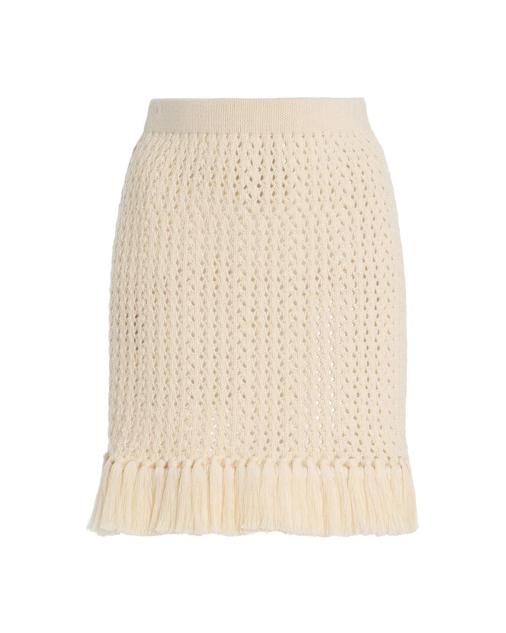 Escvdo Natural Exclusive Espina Fringed Crocheted Cotton Mini Skirt