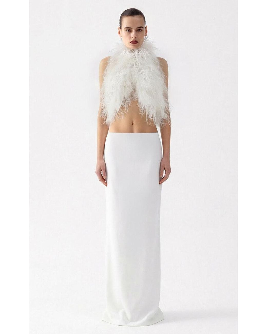 The New Arrivals Ilkyaz Ozel White Zada Maxi Skirt
