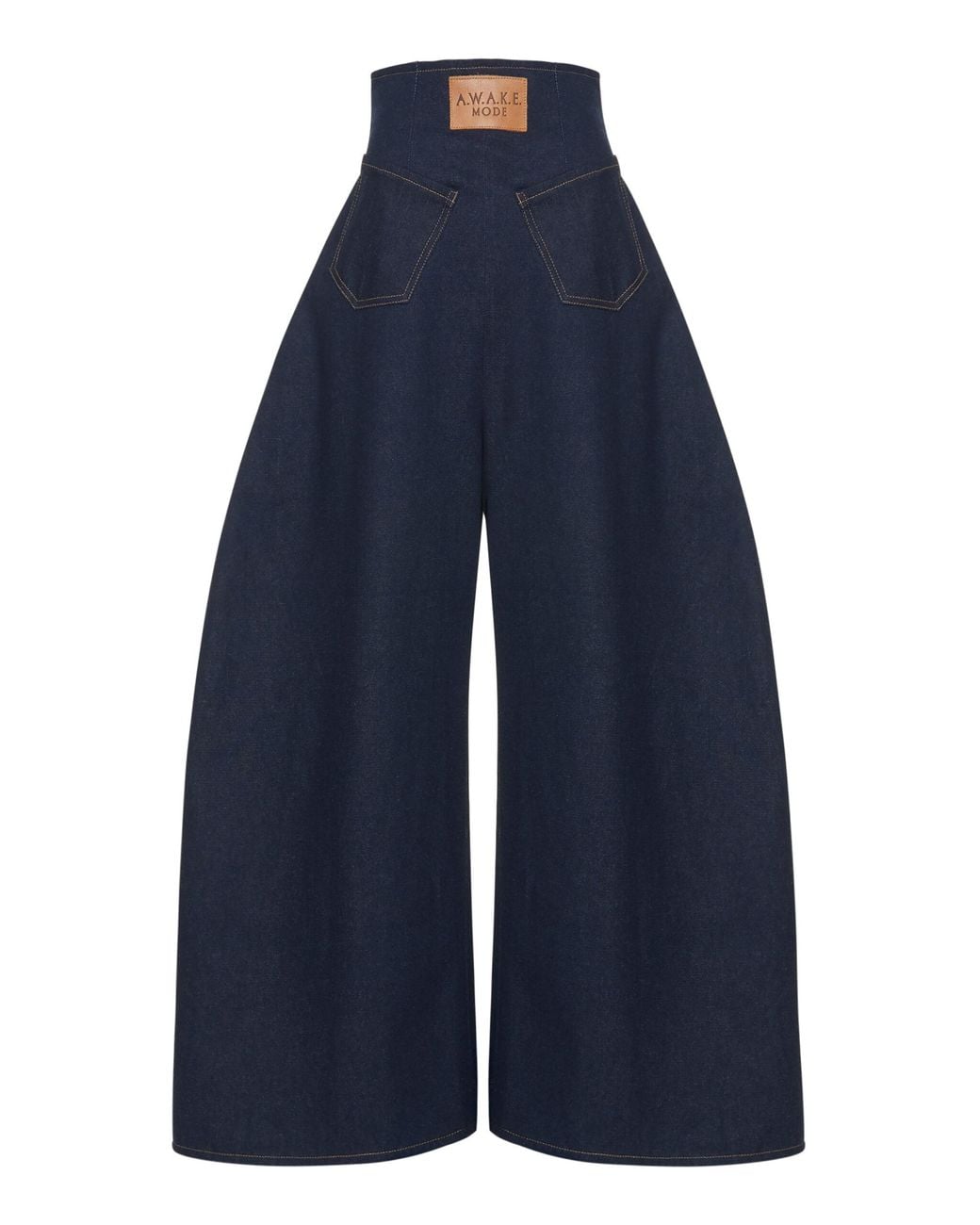 A.W.A.K.E. MODE Blue Reversed Rigid High-Rise Rounded Jeans