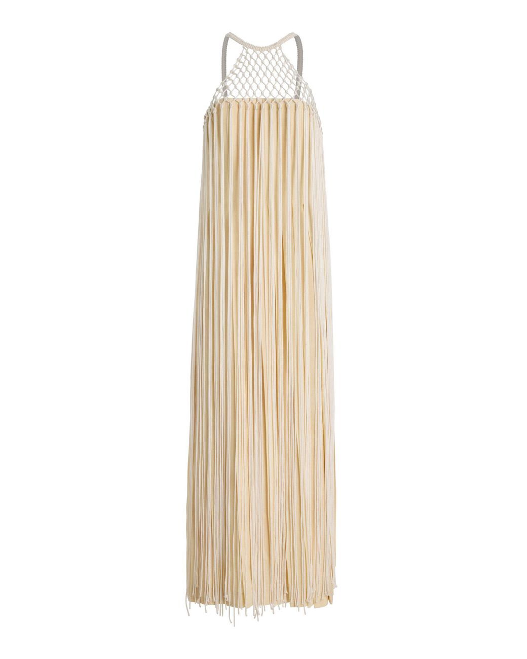 Gabriela Hearst Natural Tacia Fringed Silk Maxi Dress