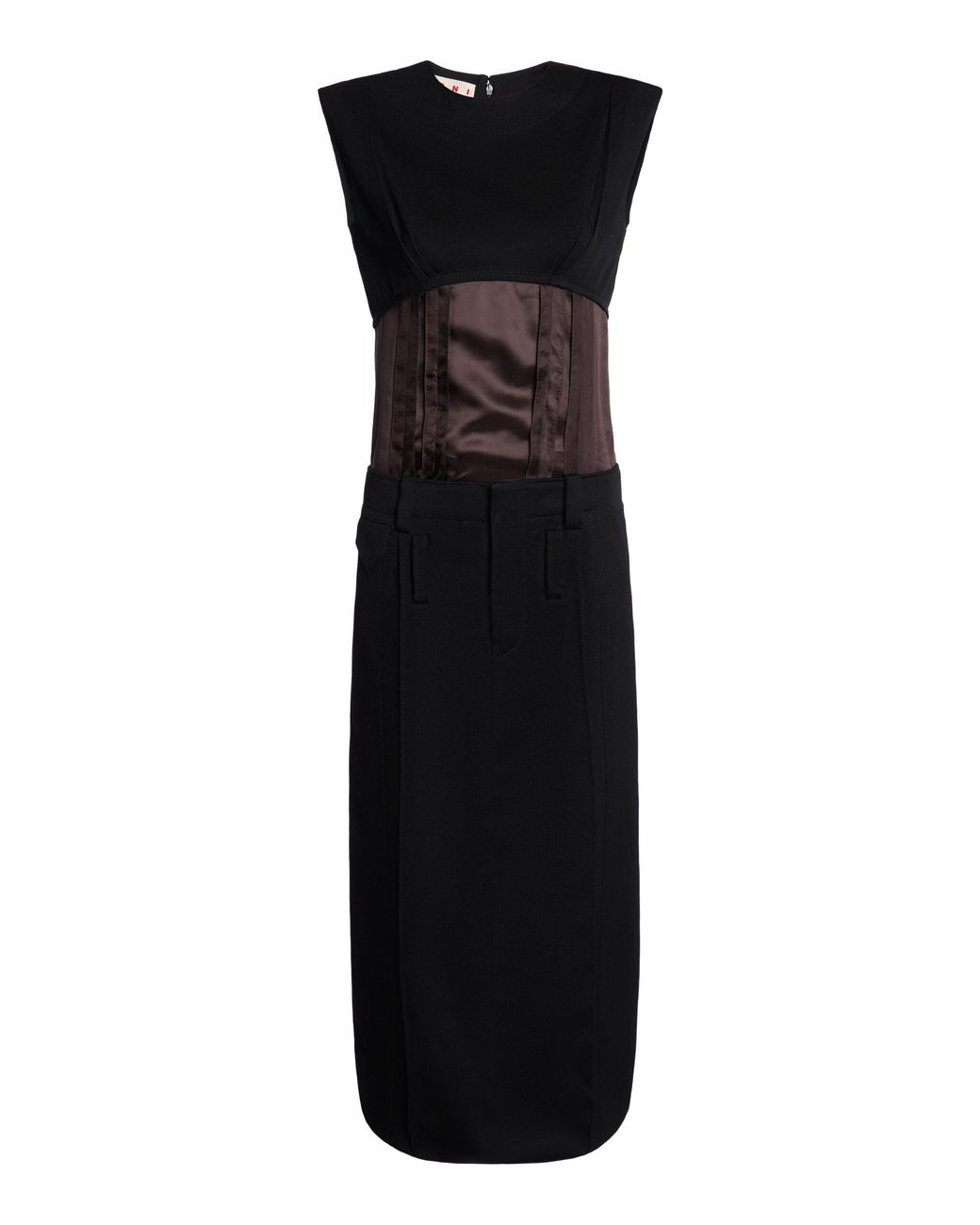 Marni Black Belted Wool Midi Dress
