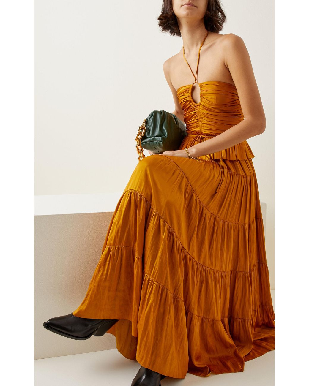 Ulla Johnson Evanthe Ruched Satin Midi 