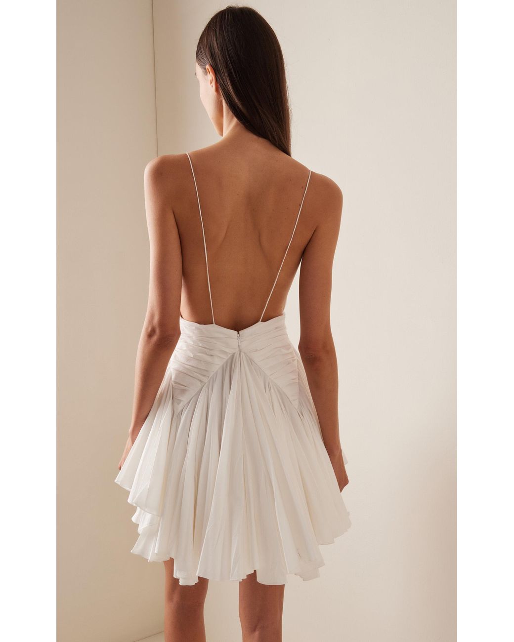 KHAITE Margot Pleated Cotton Mini Dress in White | Lyst