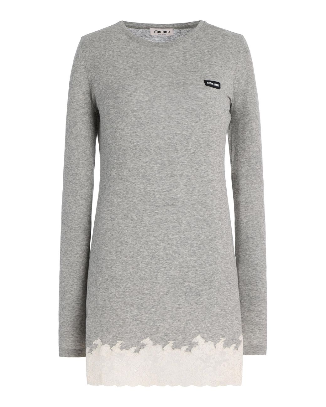 Miu Miu Long Sleeve Mini Dress in Grey | Lyst UK