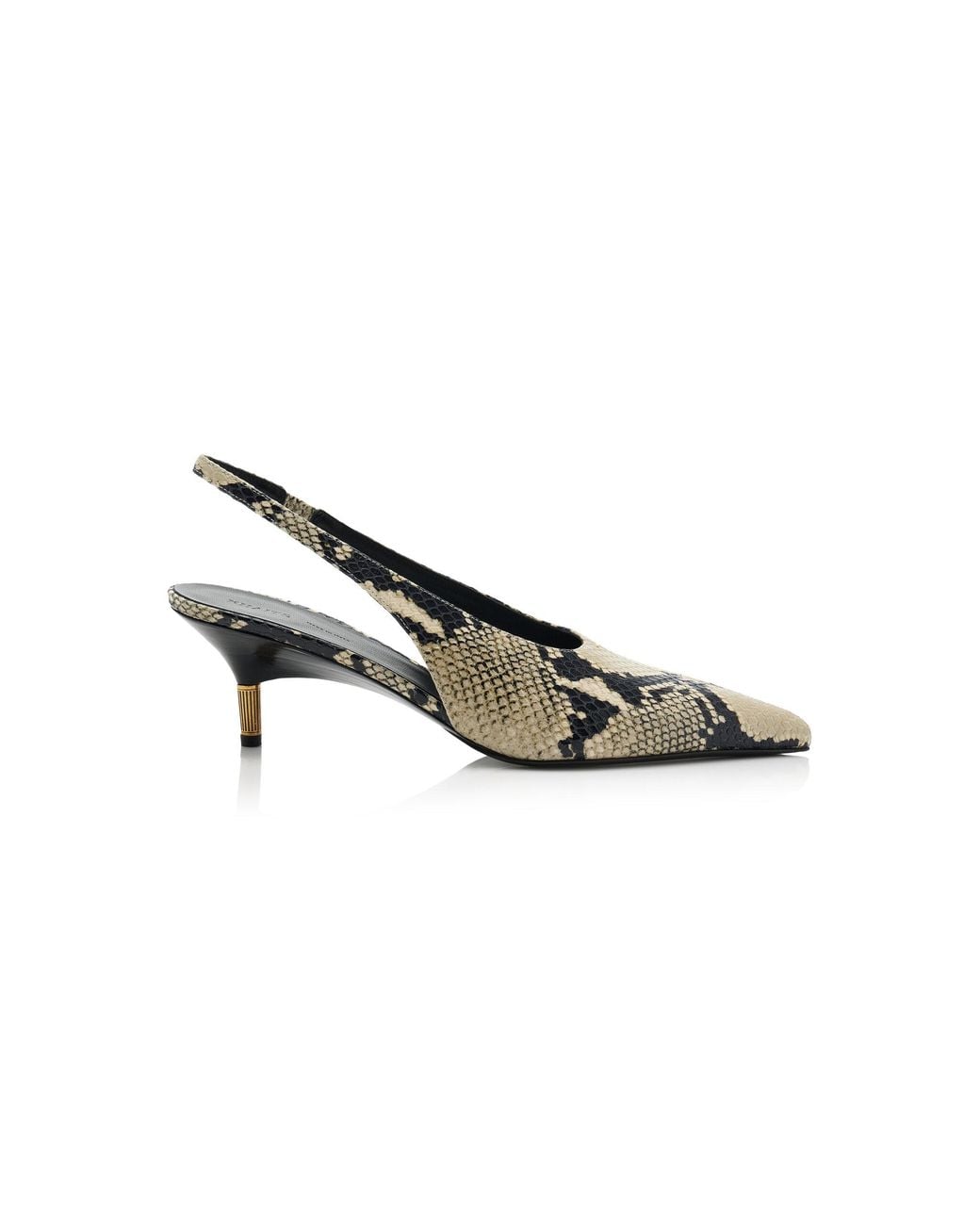 Khaite Metallic Bella Snake-Effect Leather Slingback Pumps