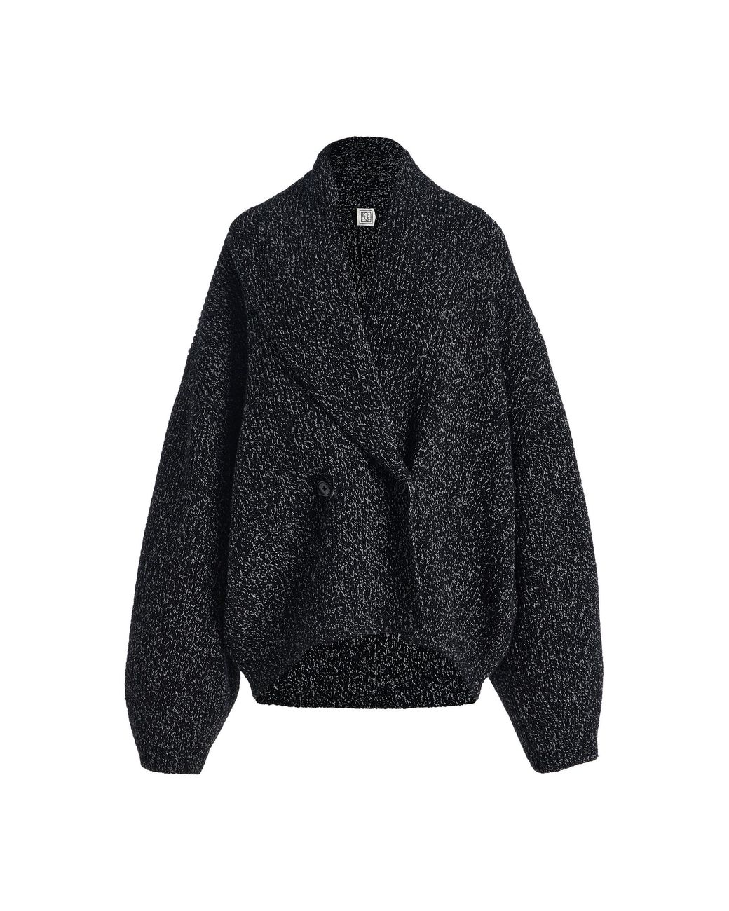 Totême Black Shawl-Lapel Cashmere-Blend Cardigan