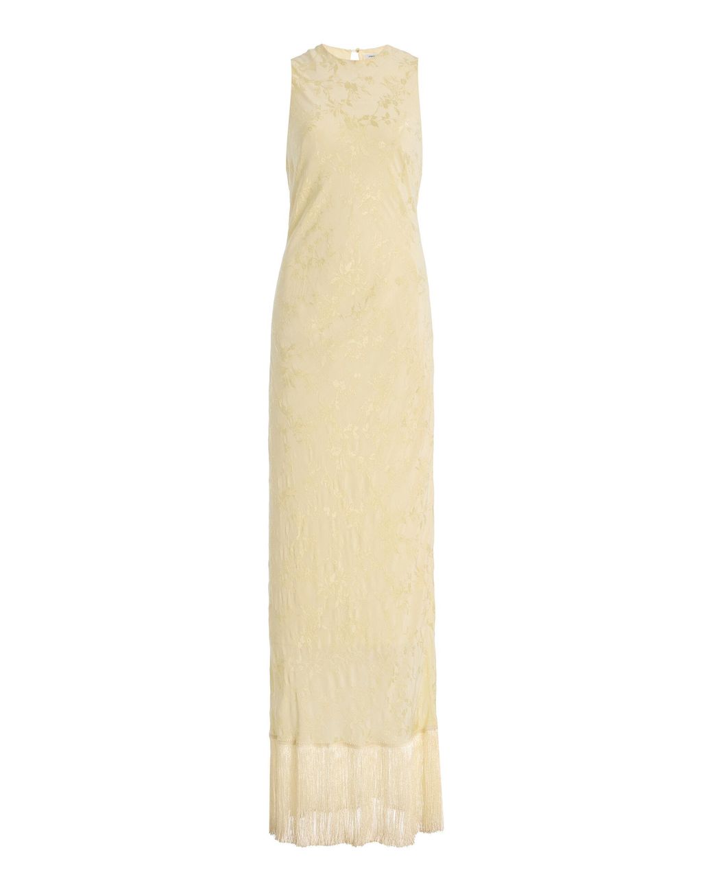 Anna October White Gill Fringed Crepe Maxi Dress