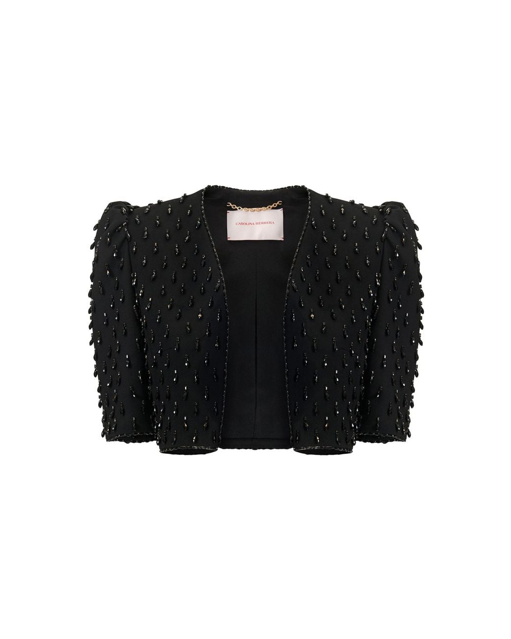 Carolina Herrera Black Embellished Bi-Stretch Wool Tailored Jacket