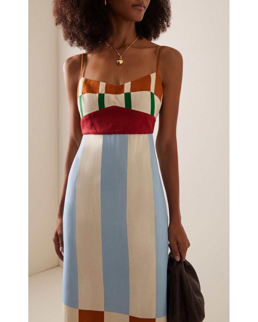 Cala De La Cruz Exclusive Paloma Linen Midi Dress in White | Lyst