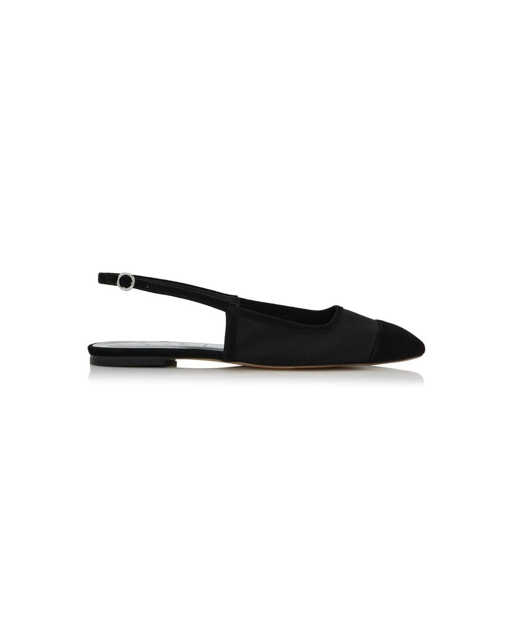 Aeyde Black Geraldine Suede-Trimmed Satin Slingback Flats