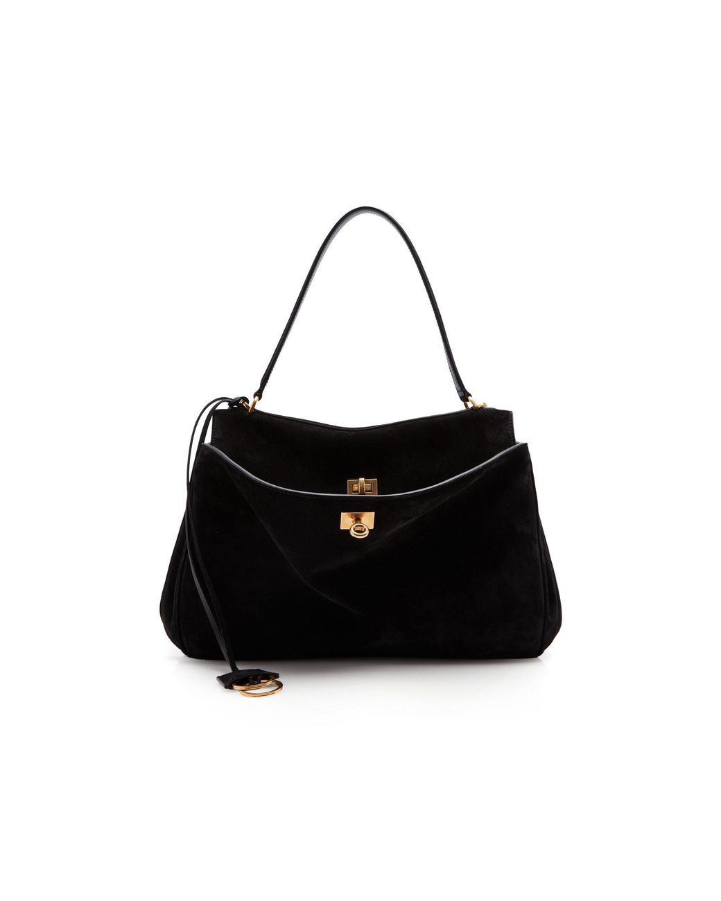 Balenciaga Black Rodeo Medium Suede Top Handle Bag