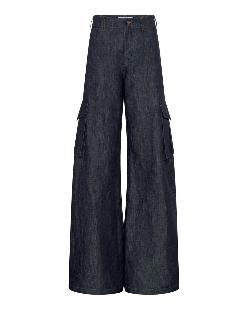 Gabriela Hearst Blue Eos Cotton-Linen Wide-Leg Pants