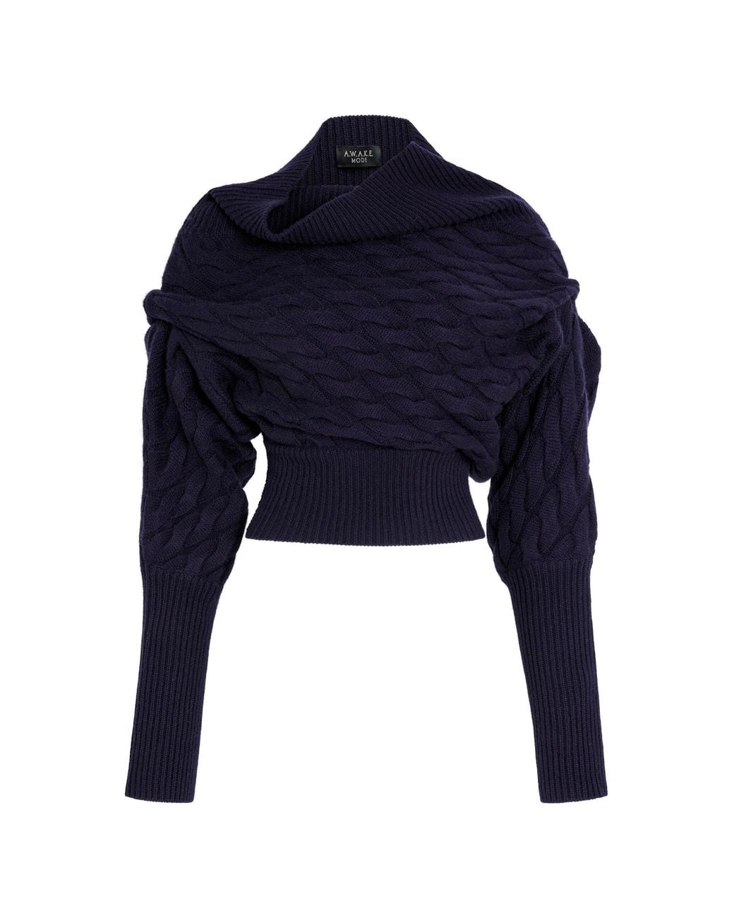 A.W.A.K.E. MODE Blue Cable-Knit Wool-Cashmere Sweater