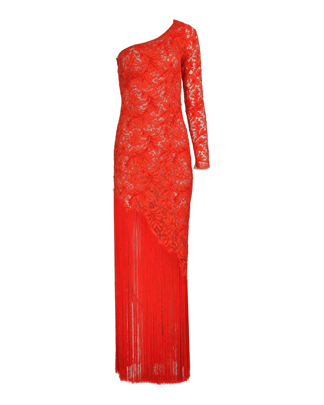 Francesca Miranda Red Scarlet Fringe Cotton Maxi Dress