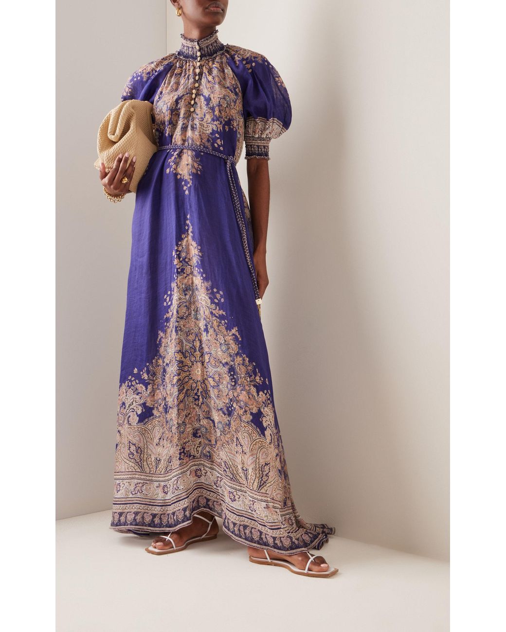 zimmermann purple paisley dress Zimmermann Anneke Paisley Linen Maxi Dress in Purple