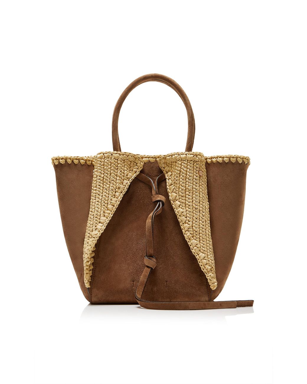 Gabriela Hearst Brown Marija Small Raffia-Trimmed Suede Tote Bag