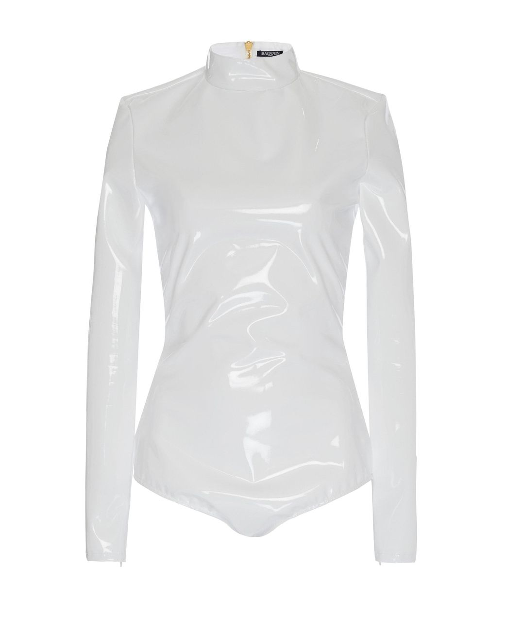 Balmain Vinyl Bodysuit in White | Lyst