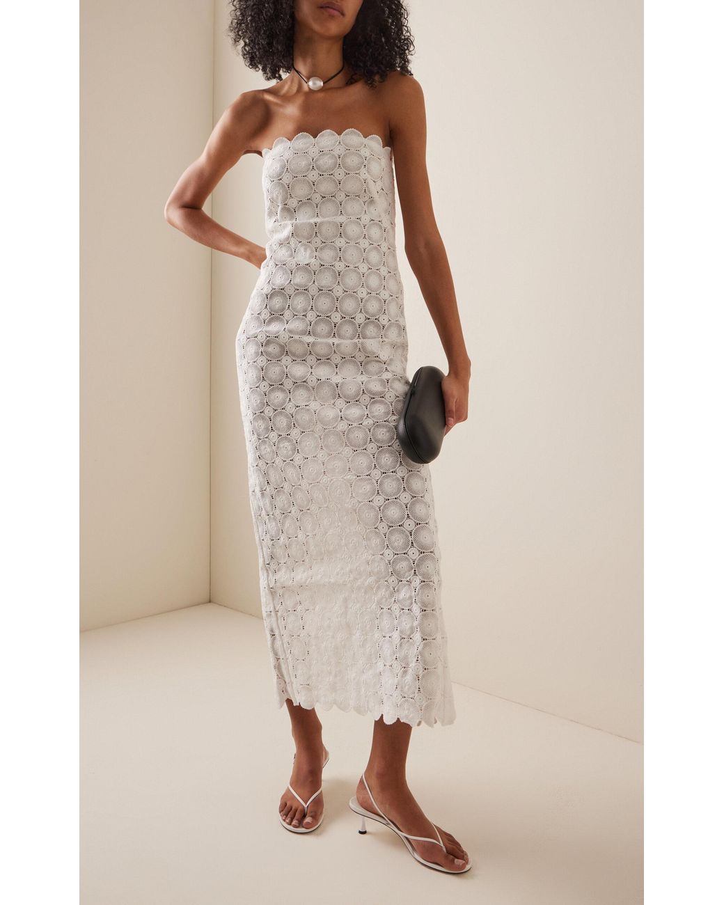 st. agni crocheted organic cotton midi dress St. Agni Crocheted Organic Cotton Midi Dress in White