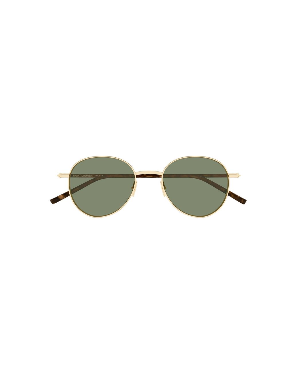 Saint Laurent Green Round-Frame Metal Sunglasses