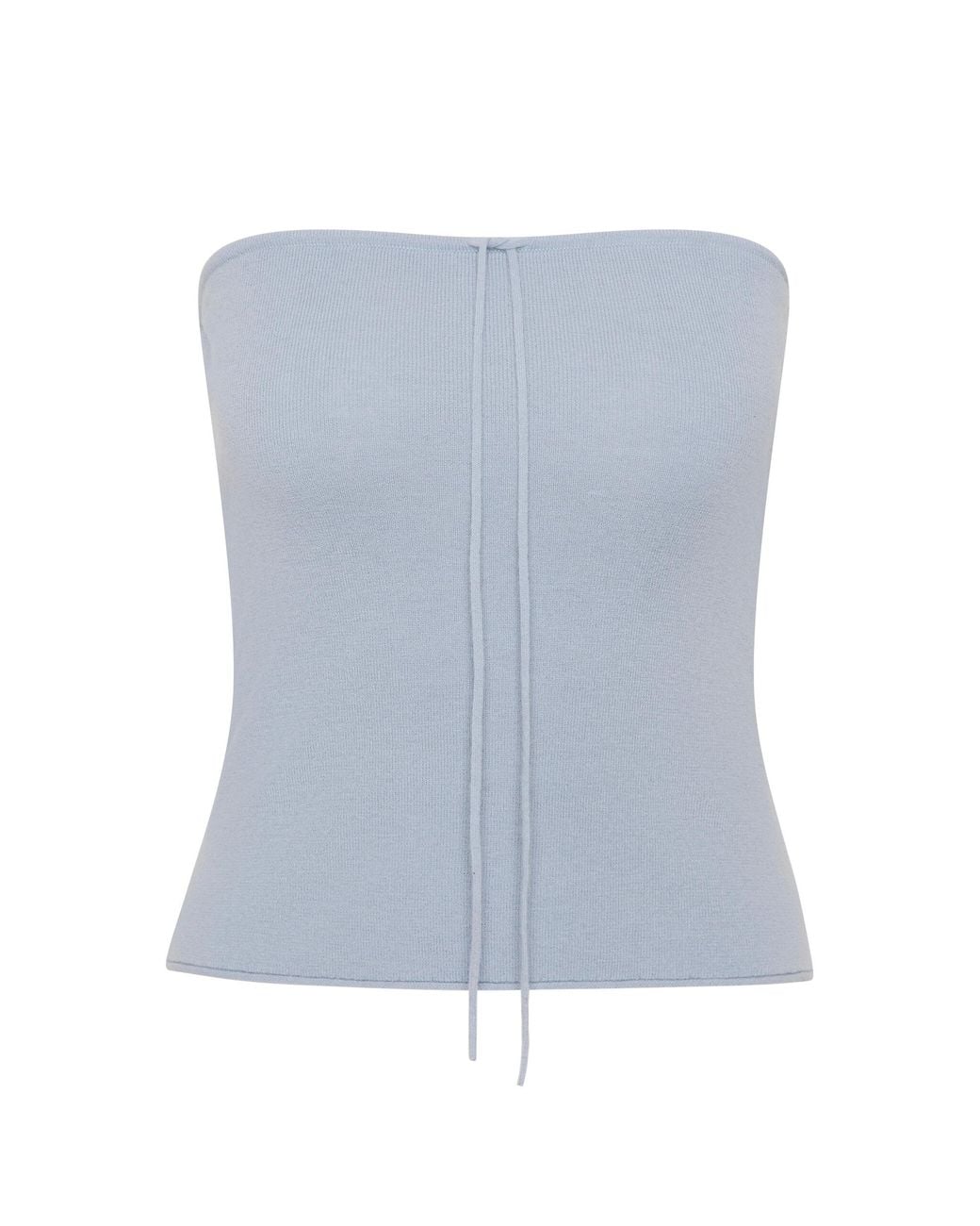 St. Agni Blue Wool Strapless Top
