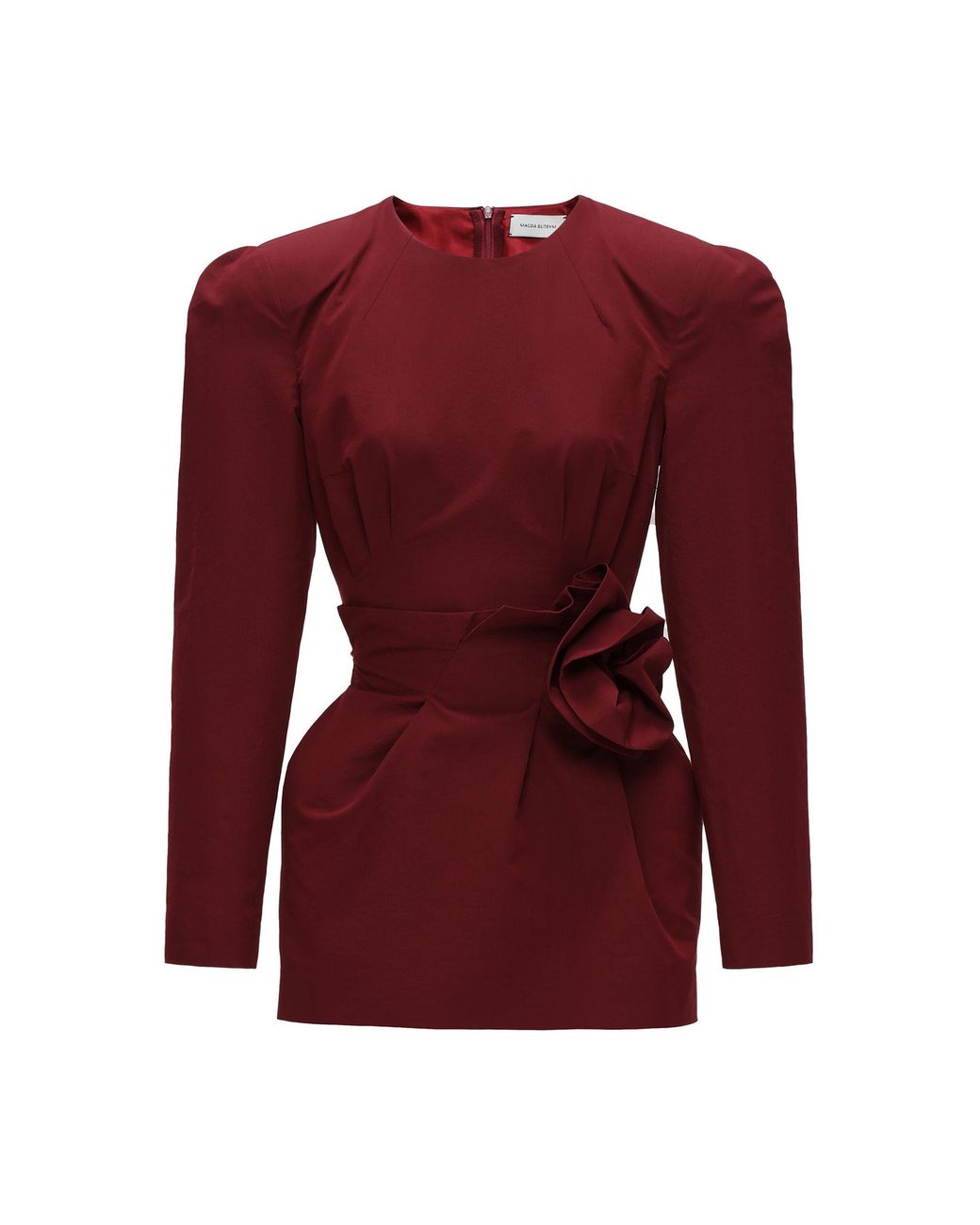 Magda Butrym Red Rosette-Detailed Cotton-Silk Mini Dress