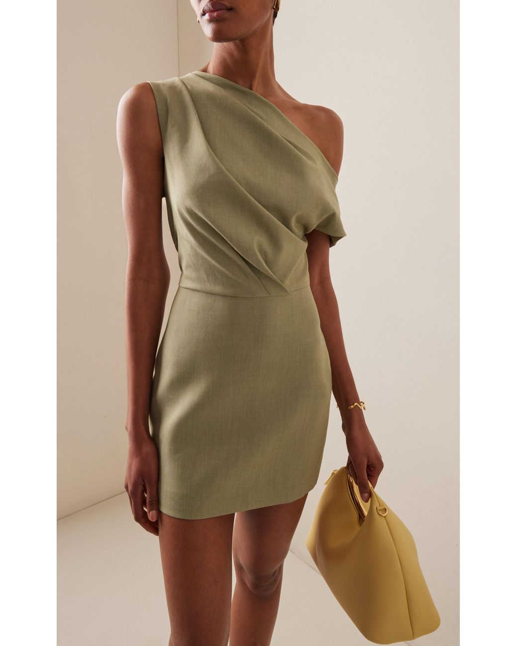 Significant Other Leighton Draped Twill Mini Dress in Green | Lyst