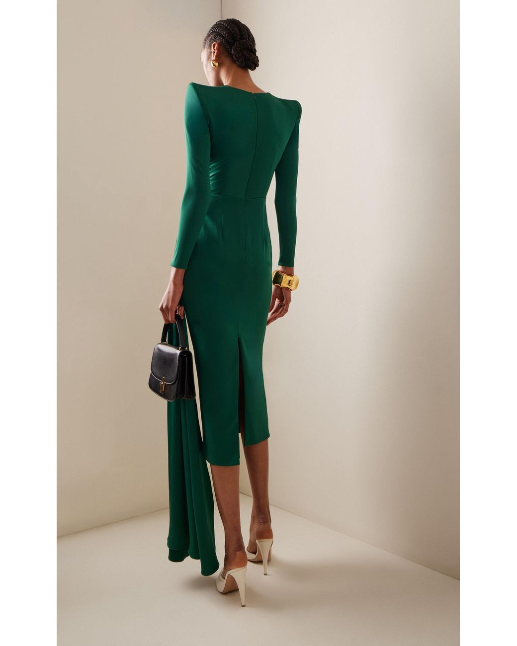 slim fit dress slacks Alex Perry Manor Strong-Shoulder Midi Dress – Runway Catalog main image 1