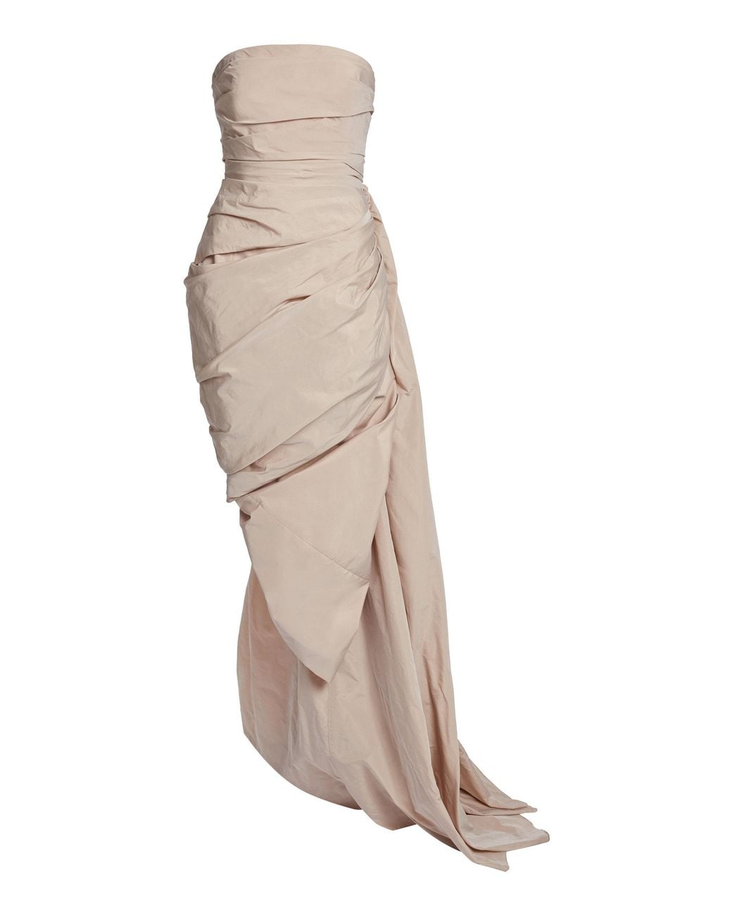 Elie Saab Natural Draped Taffeta Maxi Dress