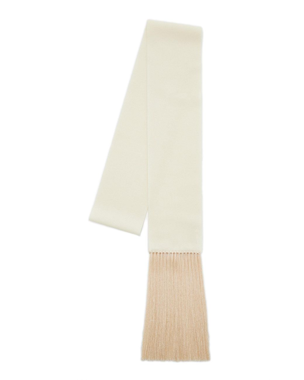Maison Magdalena White Exclusive Brisa Slim Fringed Wool-cashmere Scarf