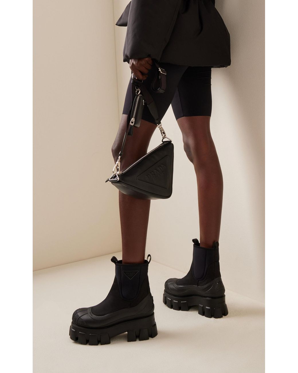 Prada Monolith Gabardine, Rubber Boots in Black | Lyst