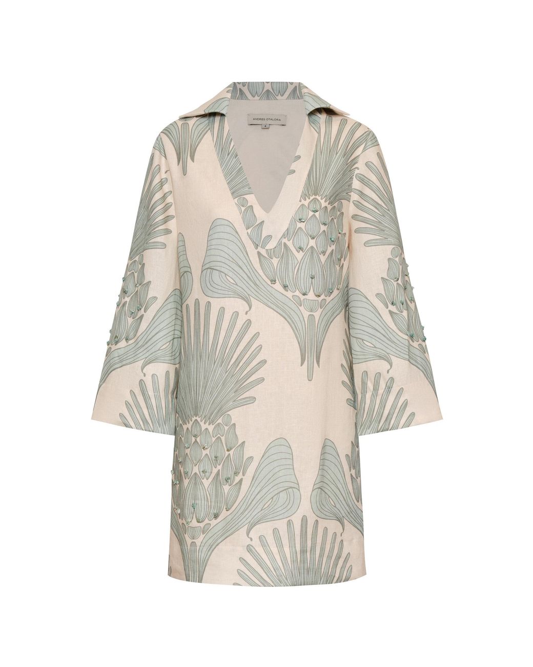 ANDRES OTALORA White Aziza Mia Embroidered Linen Mini Tunic