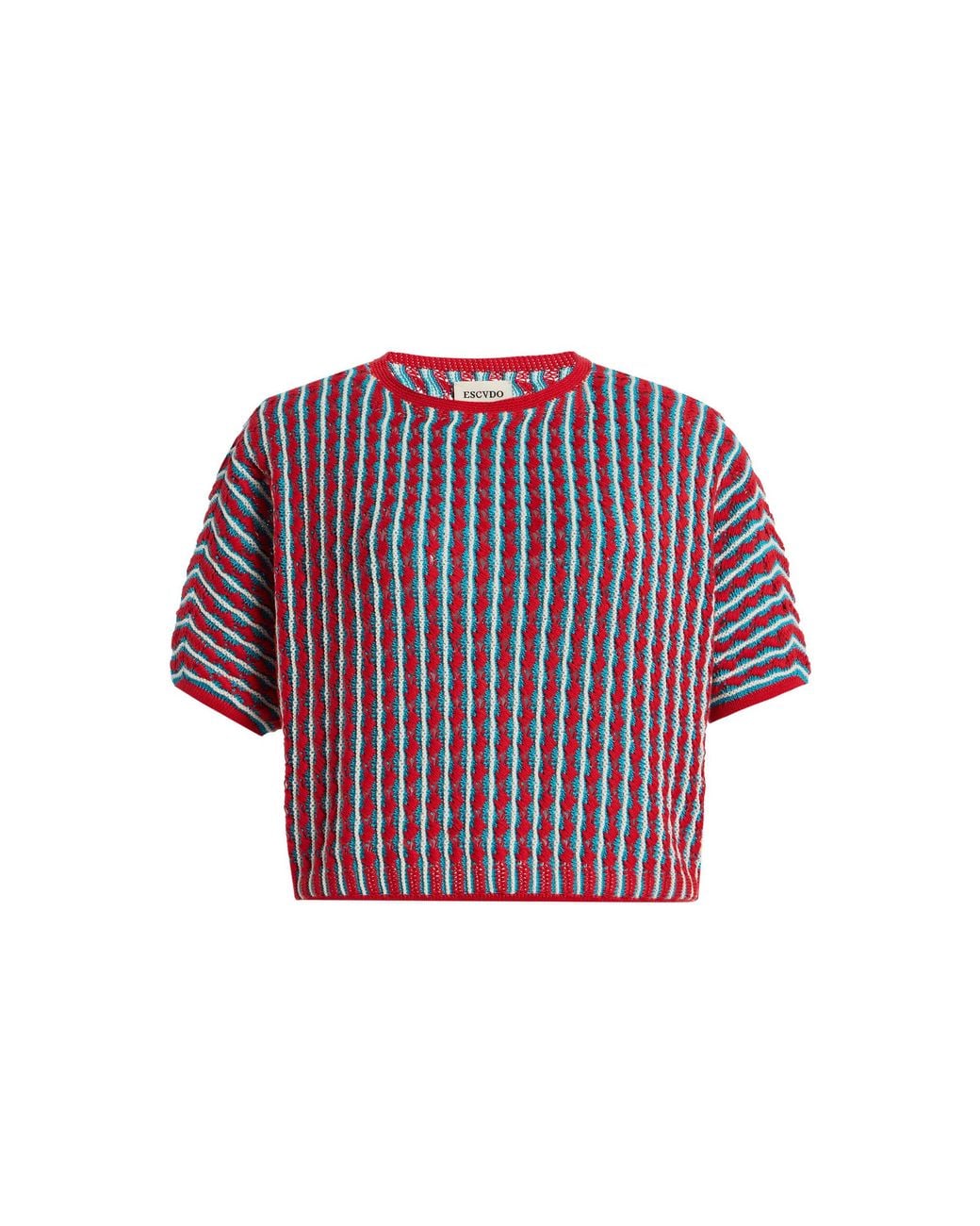 Escvdo Red Mito Knit Cotton Top