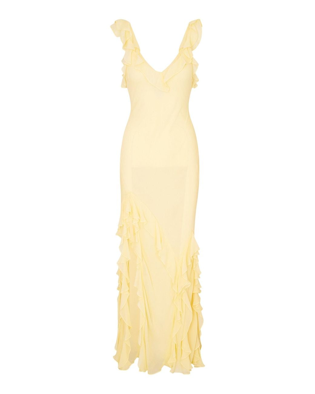 LoveShackFancy Metallic Roseline Ruffled Maxi Dress