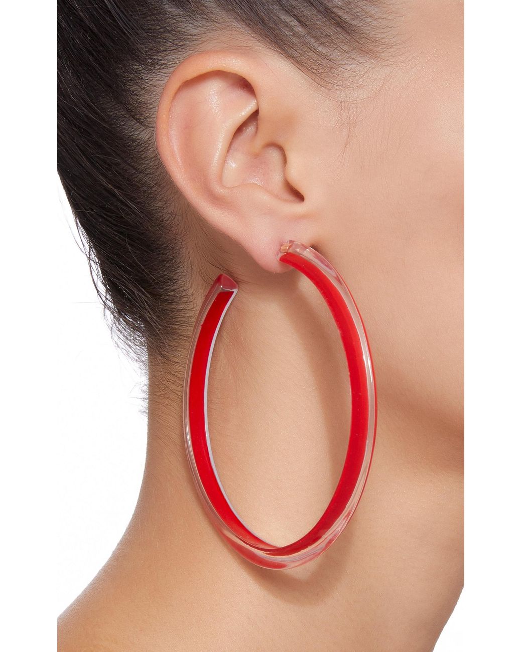 Alison Lou Large Jelly Lucite Hoop Earrings in Red Lyst
